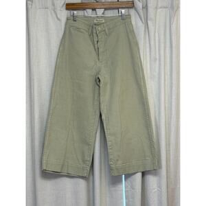 Madewell Wide Leg Cropped Jeans in Soft Lime Color